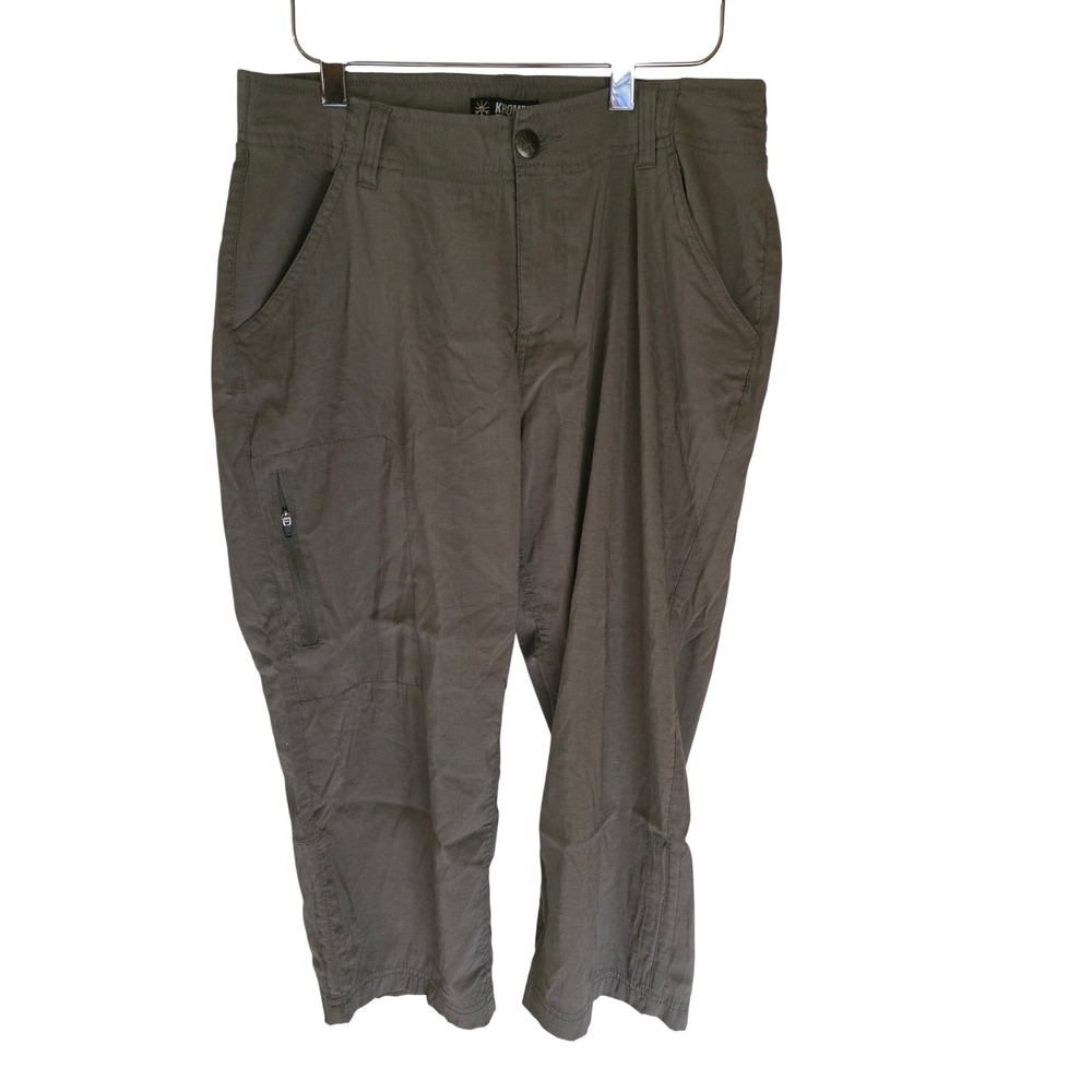 Khombu Womens Olive‎ Green Hiking Capri Pants Size S Stretch Utility Cargo